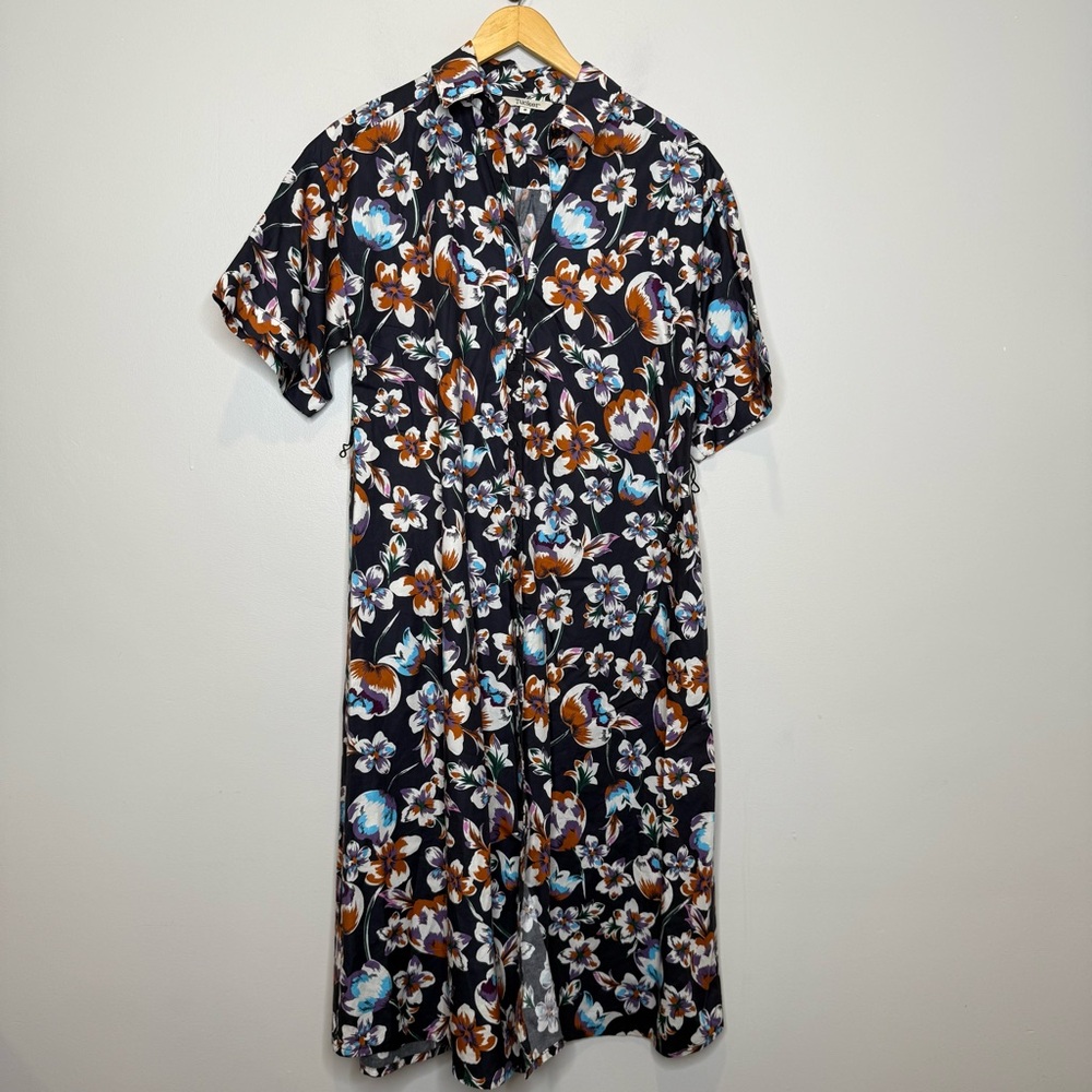 TUCKER NYC Sarah Shirtdress in Black Georgia Blossoms in Black M - Picture 5 of 10